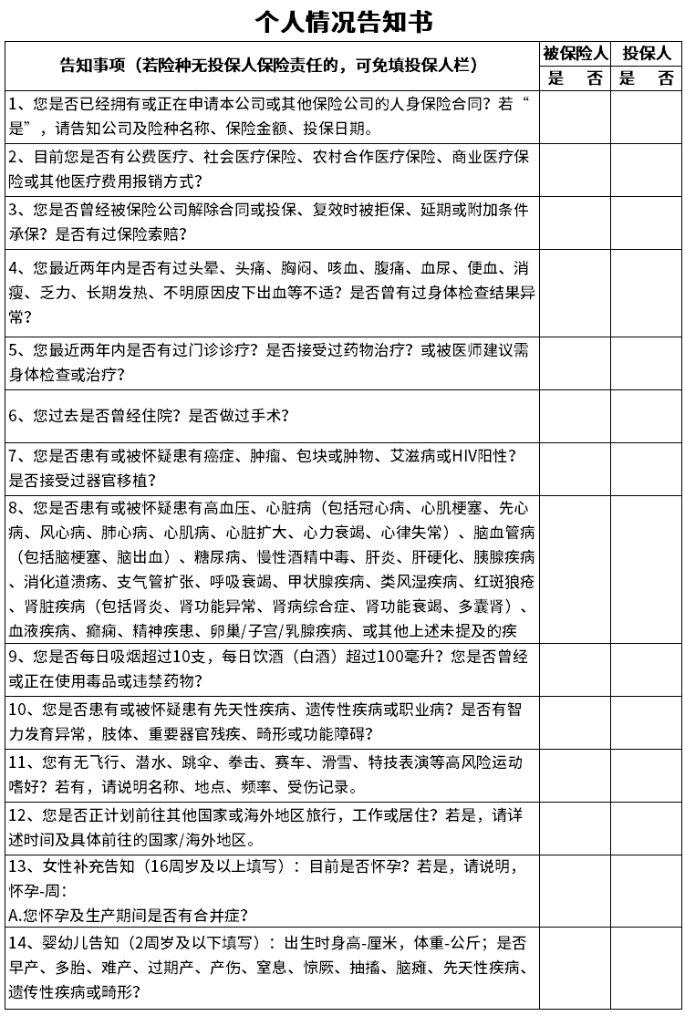 健康告知怎么填？