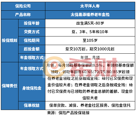 太保易添福养老年金险好不好