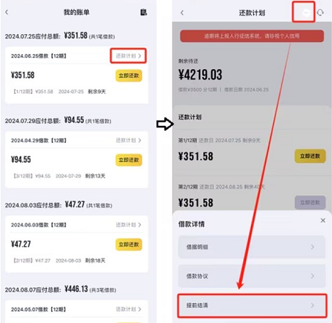 洋钱罐怎么提前结清
