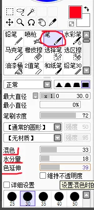 sai怎么设置铅笔、笔和水彩笔的相关参数？sai常见笔刷及设置教程！